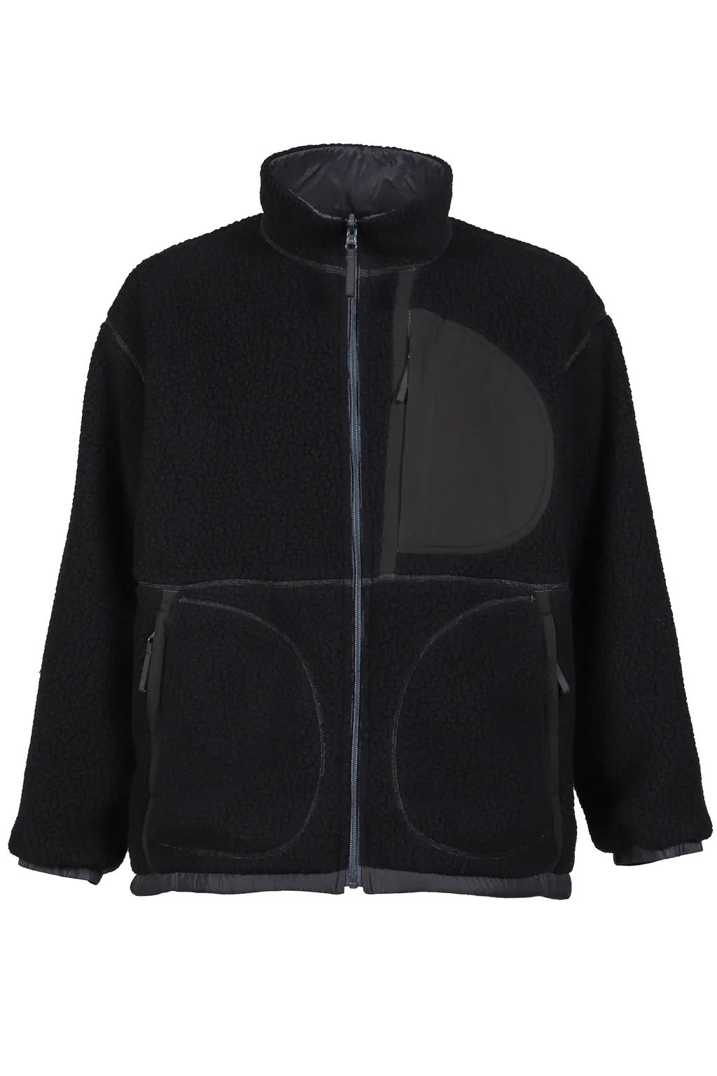 Fleece Liner Nylon Zip Up Jacket / Weather Mj Connection / Blk