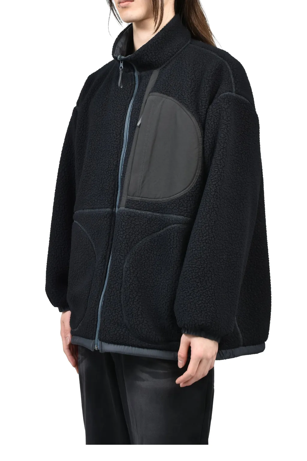 Fleece Liner Nylon Zip Up Jacket / Weather Mj Connection / Blk