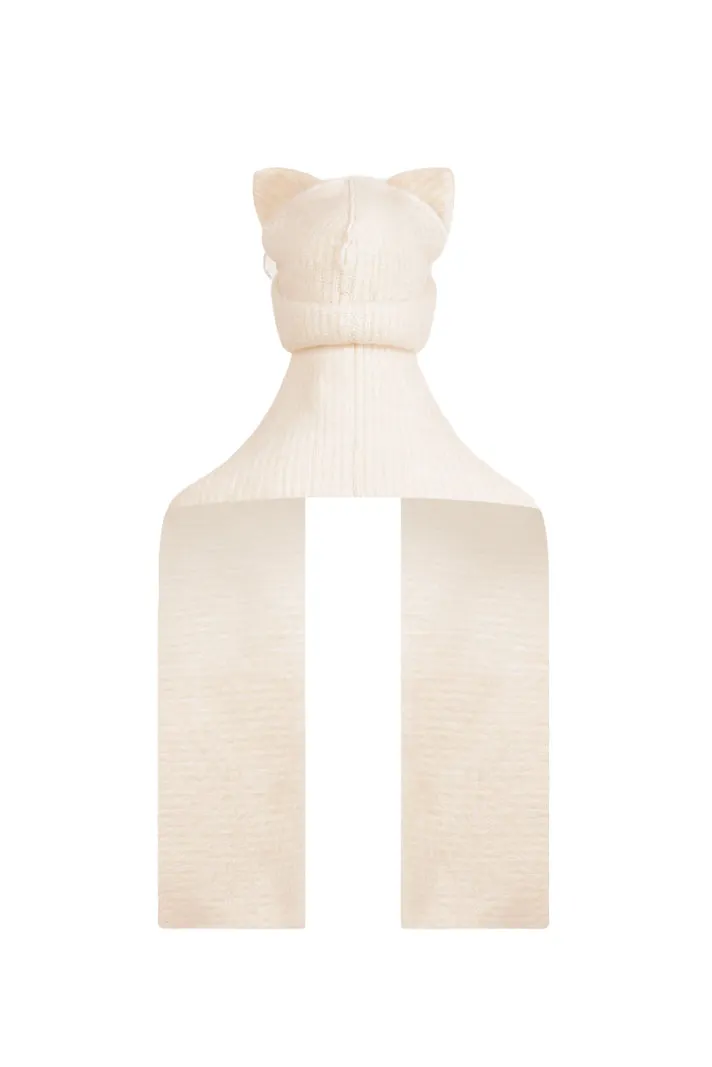 Alpaca Chunky Ears Beanie Scarf/Ecr
