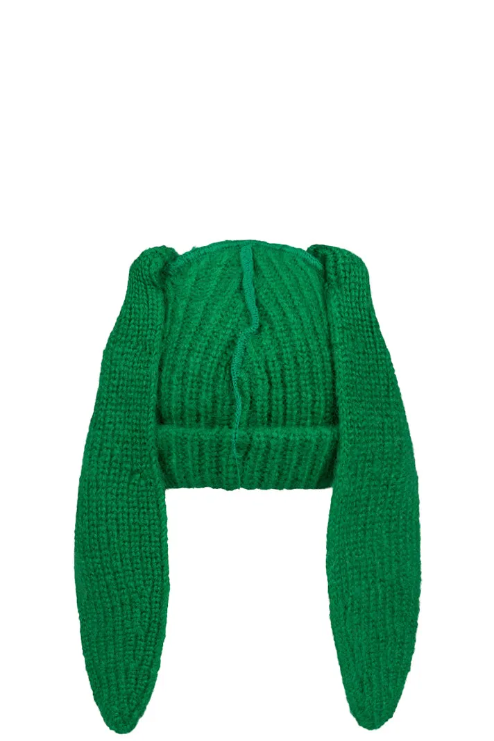 Mohair Chunky Rabbit Beanie / Grn