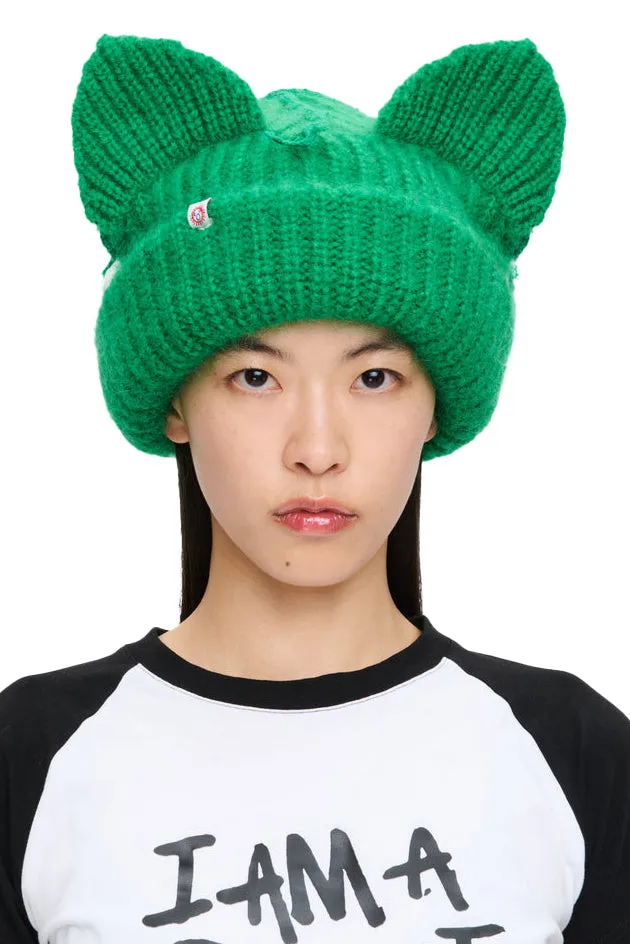 Mohair Chunky Ears Beanie / Grn