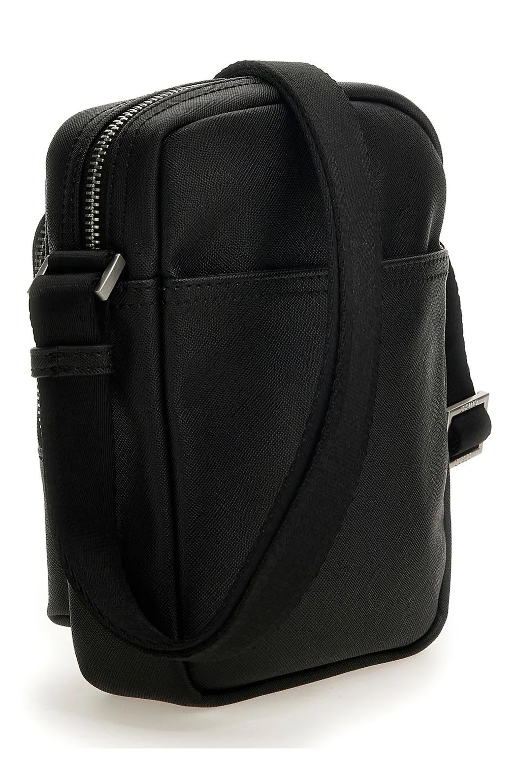 Guess Logo Plaque Saffiano Crossbody Bag