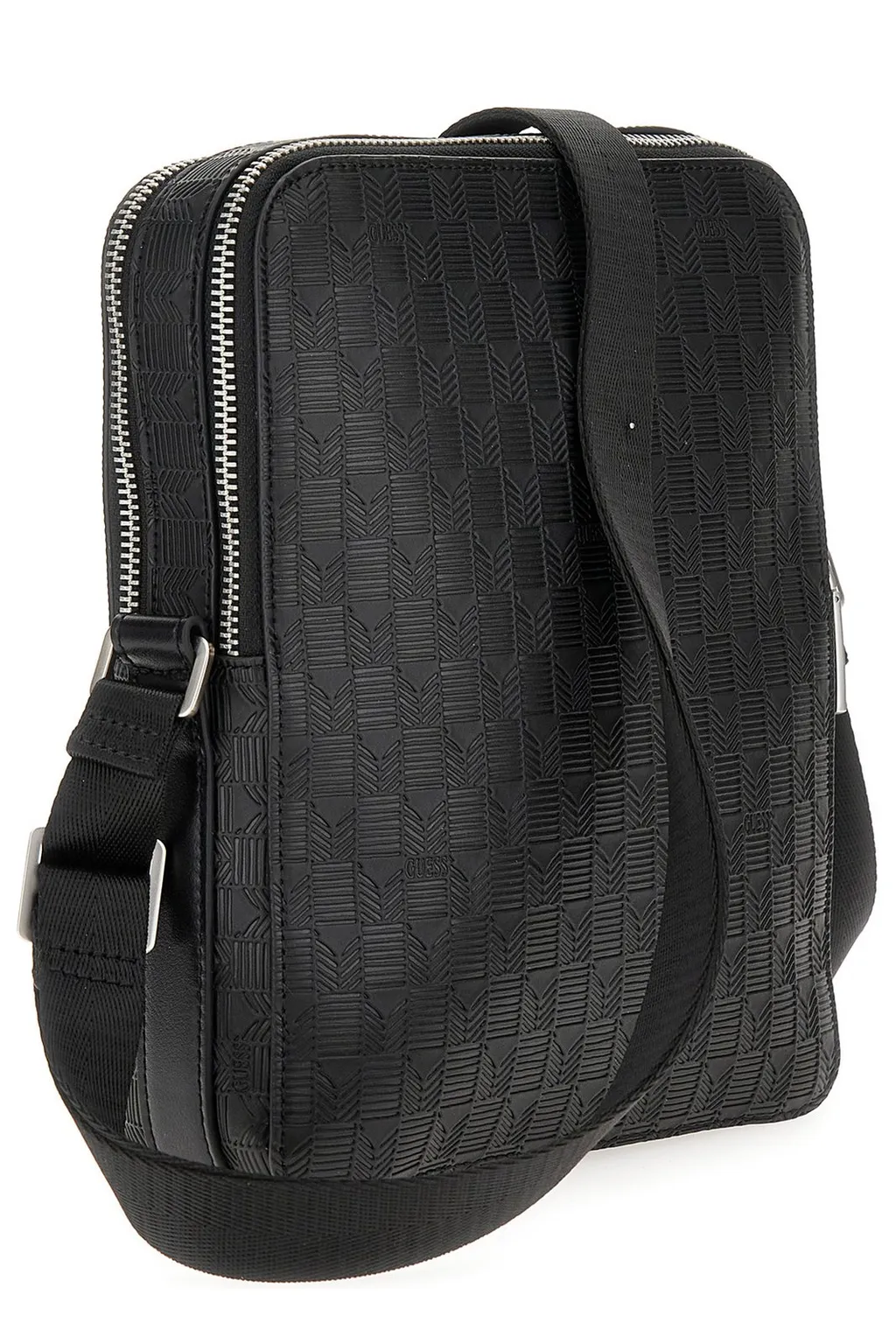 Guess Logo-Plaque Zipped Messenger Bag