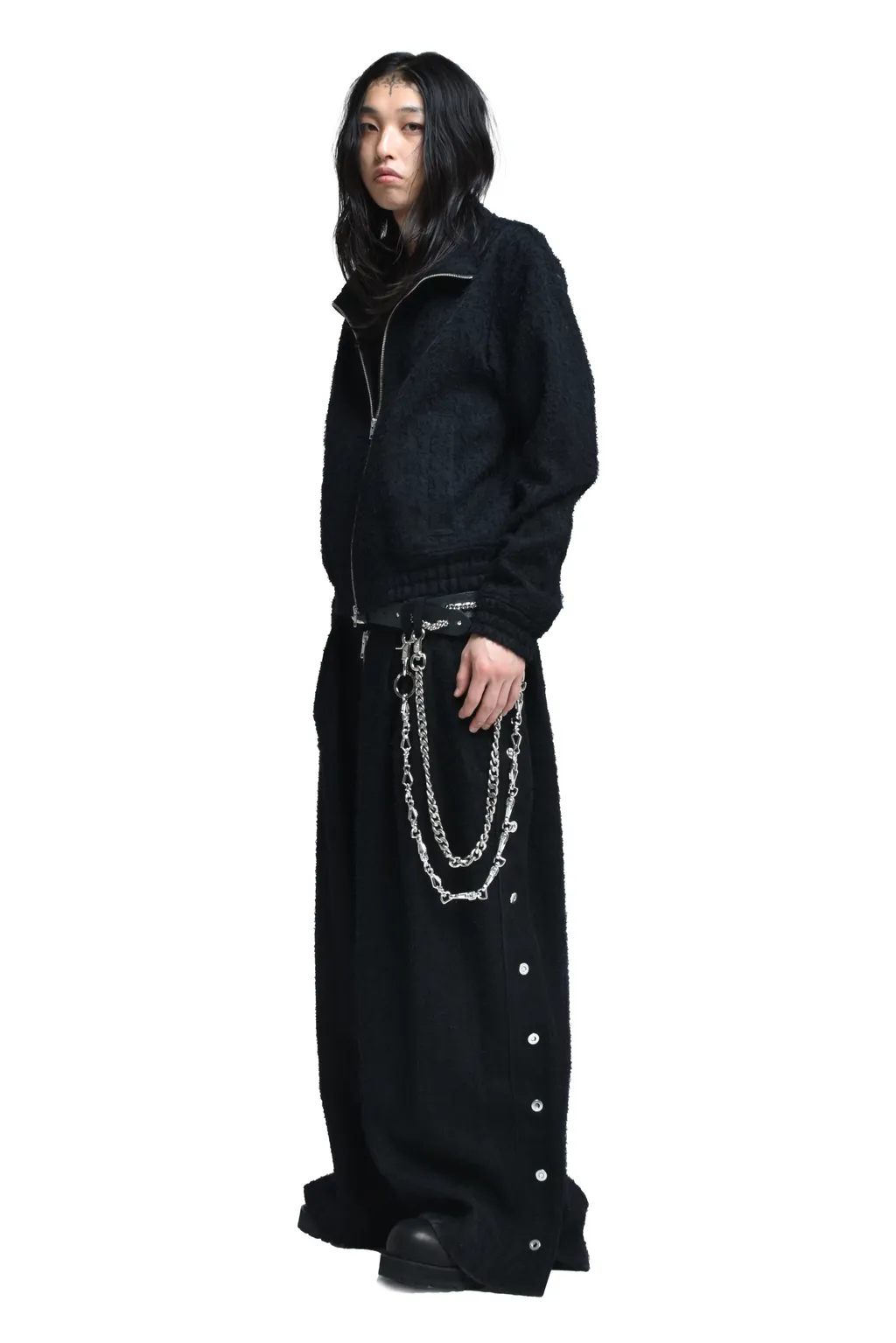 Flyinghair Side Snap Trouser / Core Blk