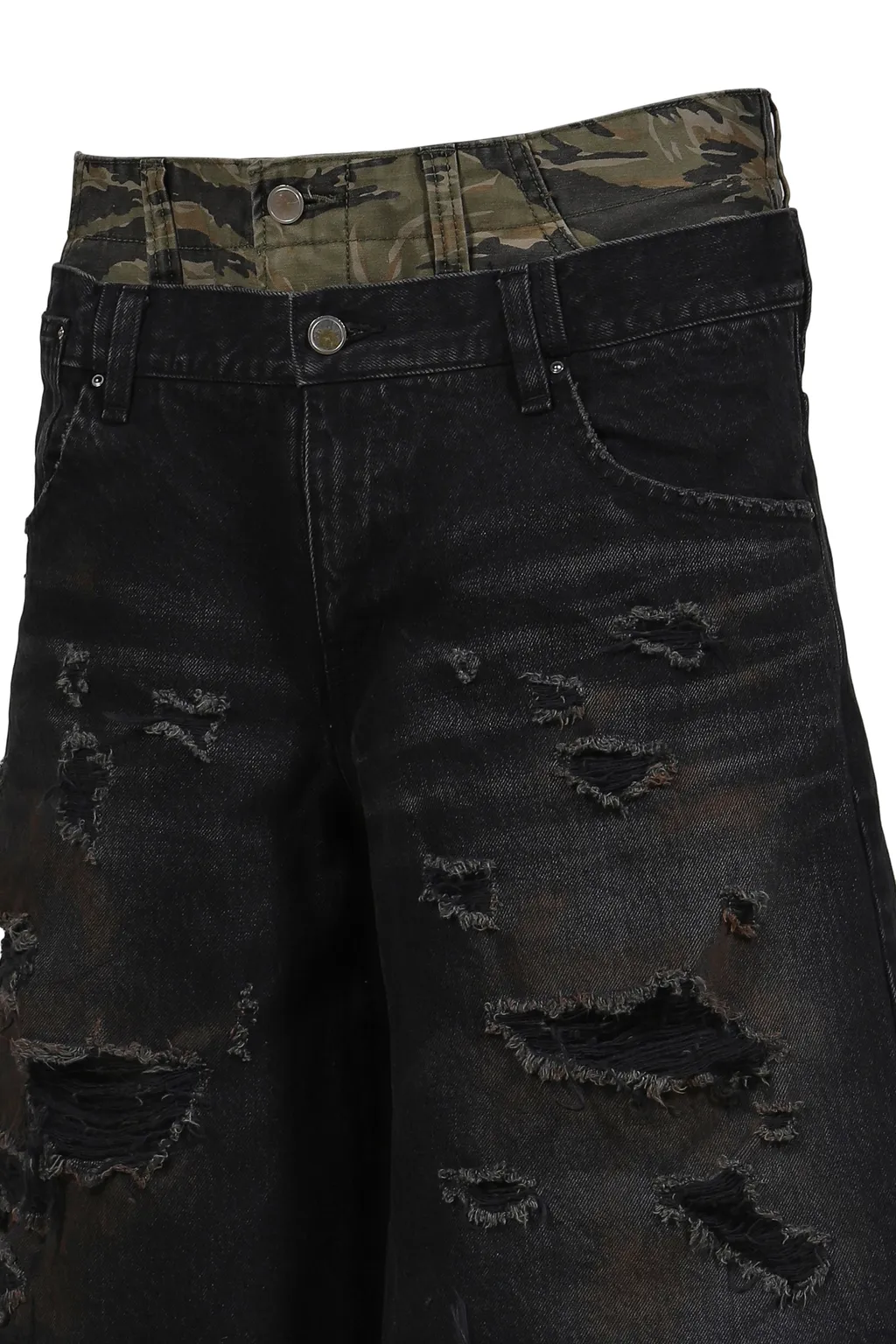 Layered Baggy Shorts / Blk Camo