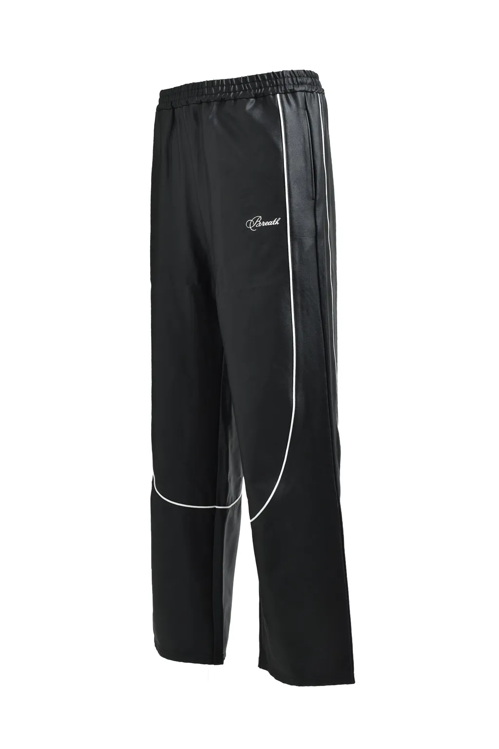 Script Logo Piping Coating Track Pants / Blk