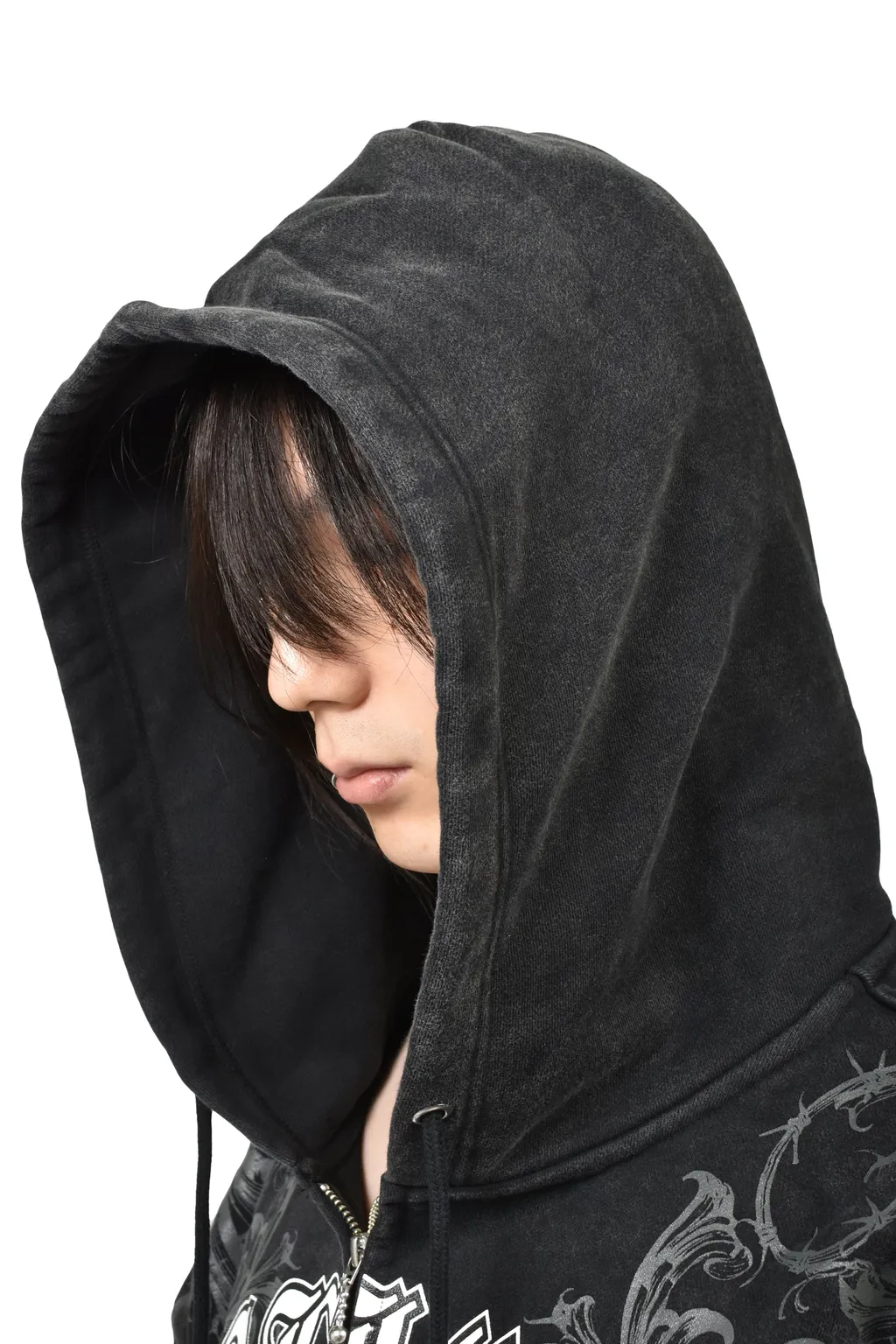 Graphic Zip Hoodie / Black