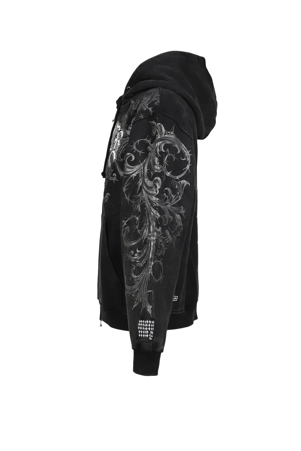 Graphic Zip Hoodie / Black