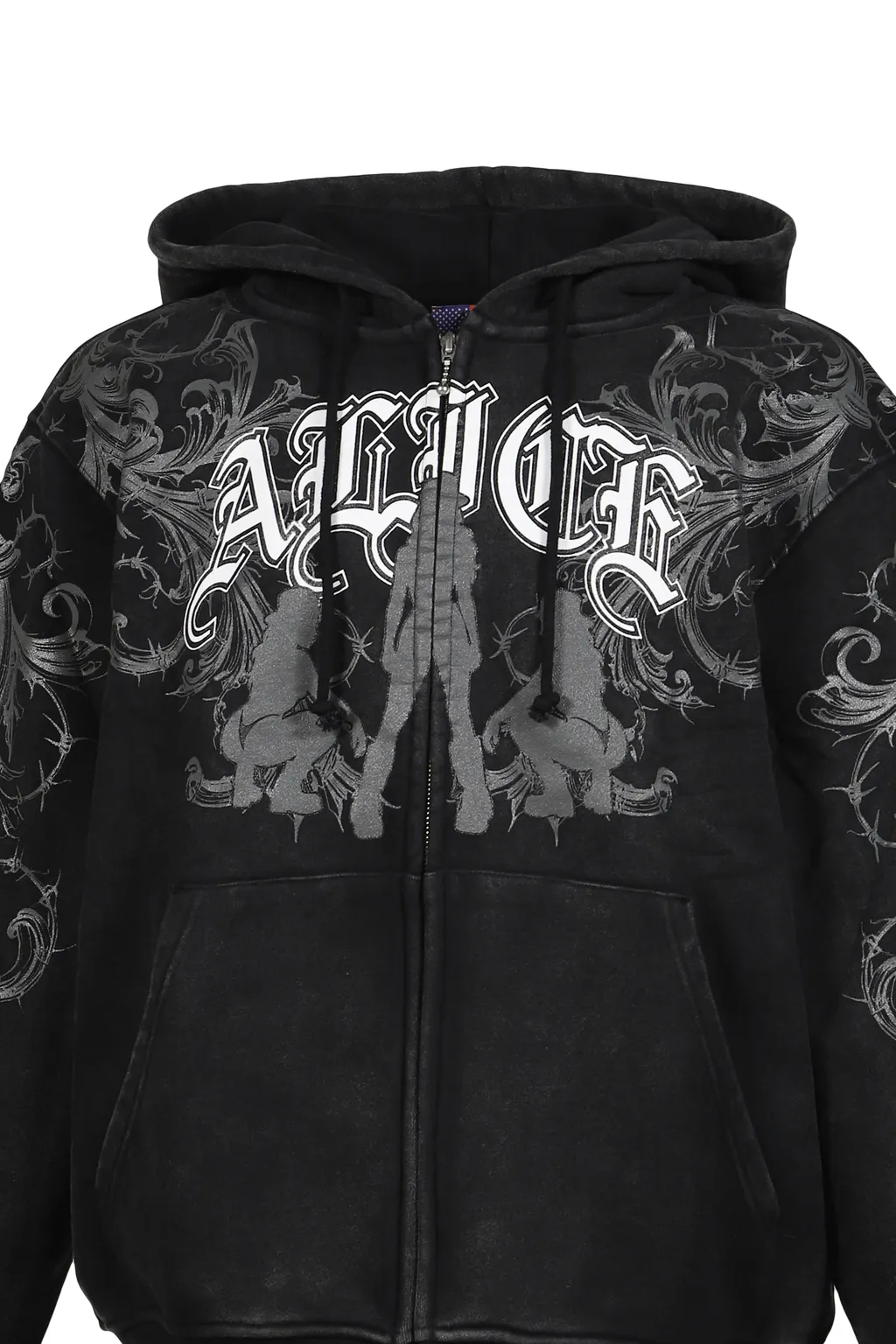 Graphic Zip Hoodie / Black