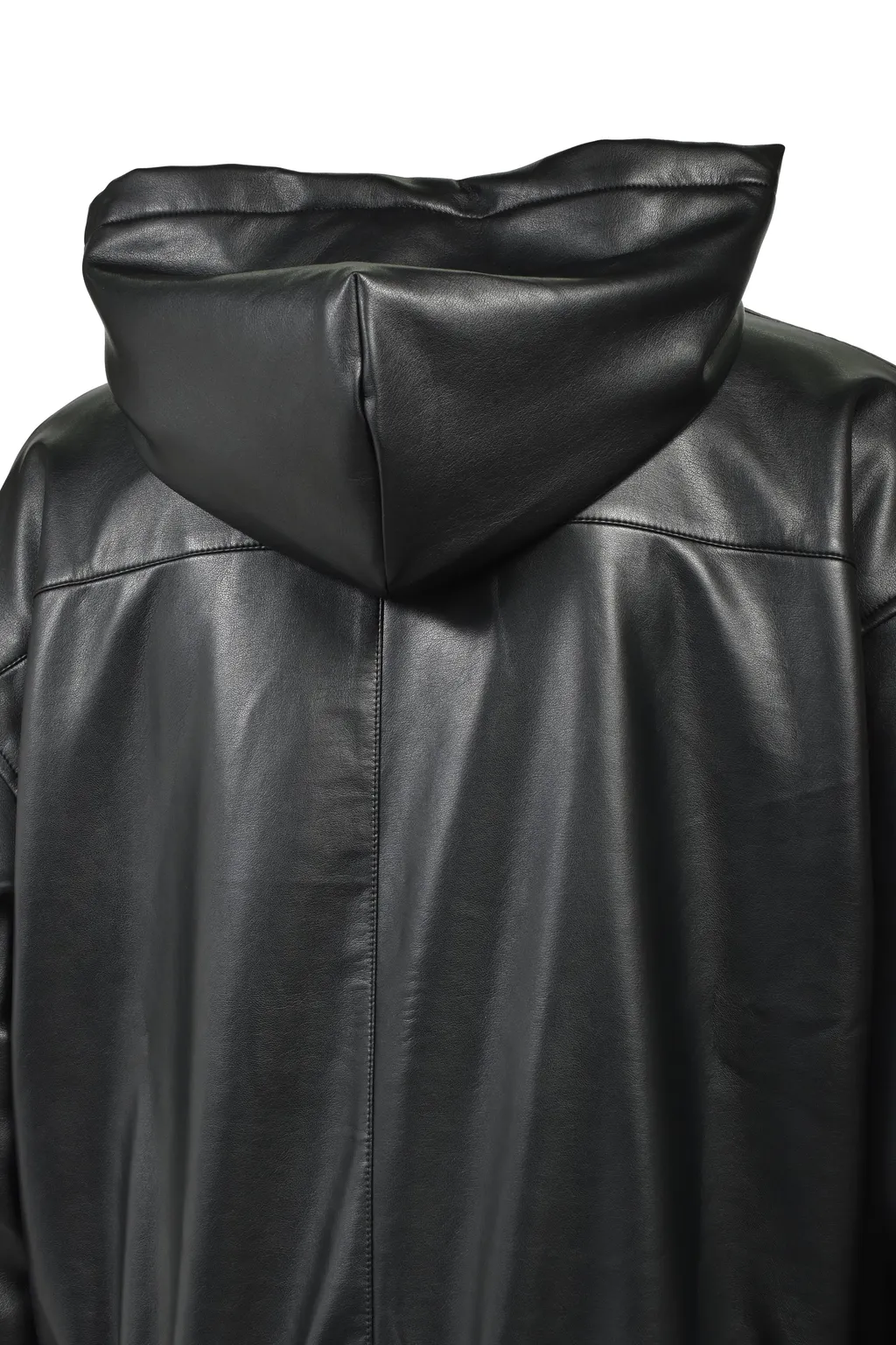 Cross Embroidery Leather Zip Hoodie / Blk