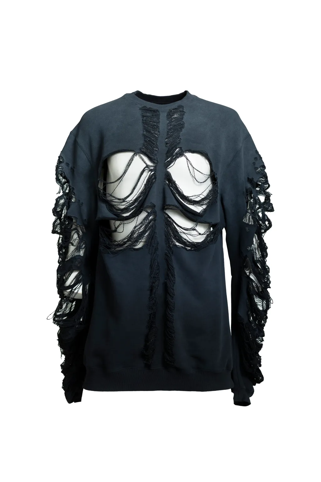 Distressed Cross Creawneck / Blk
