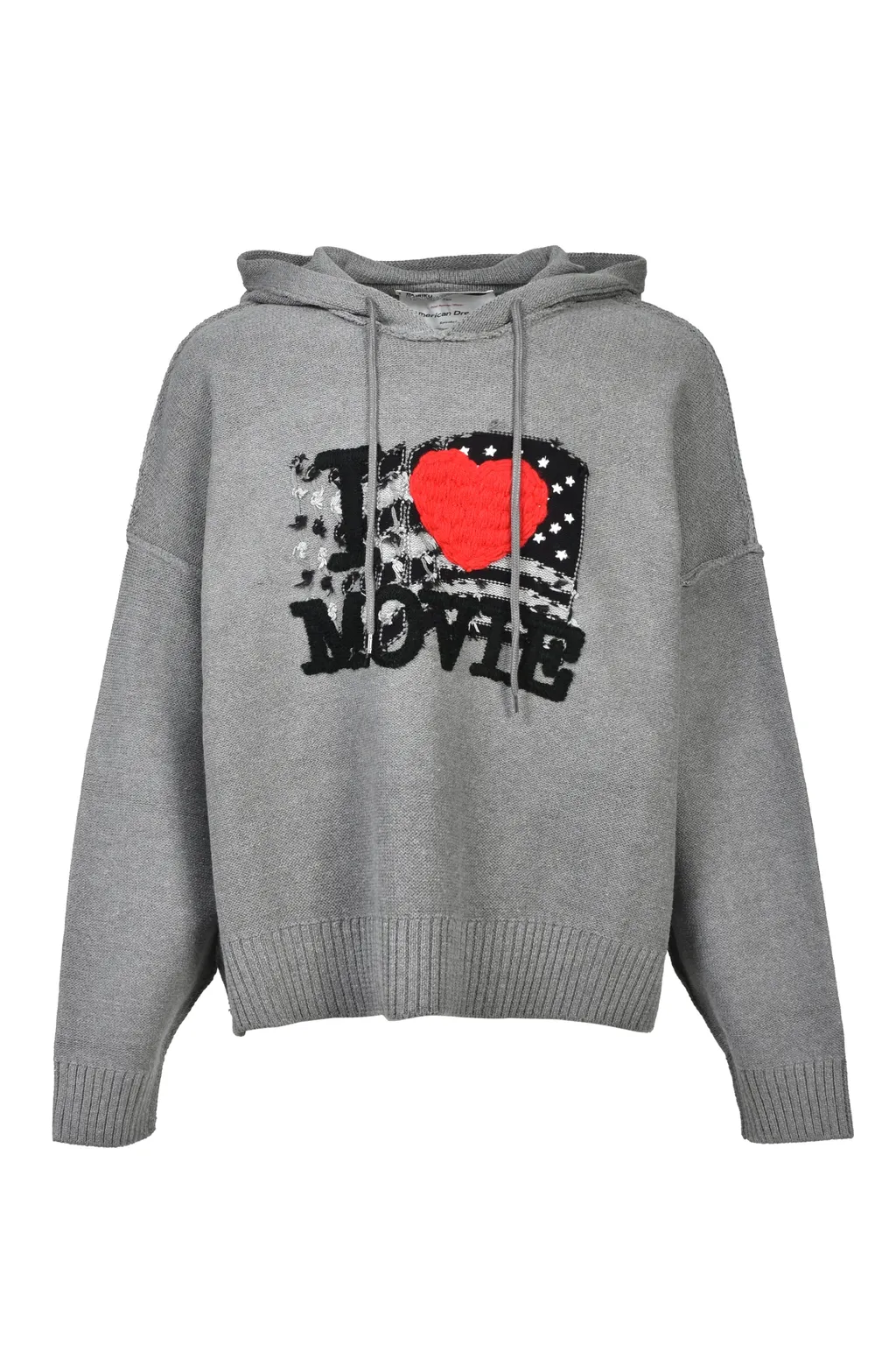 “I Love Movie” Pullover Knit Hoodie / Gry