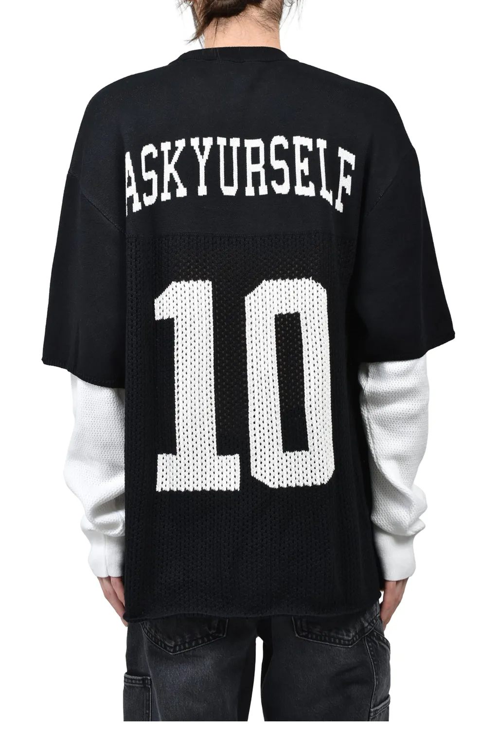 Layered Knit Mesh Jersey / Blk/Wht