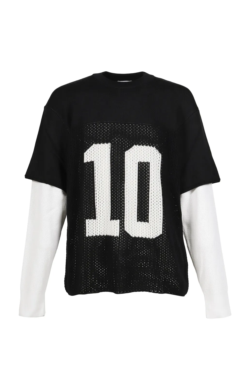 Layered Knit Mesh Jersey / Blk/Wht