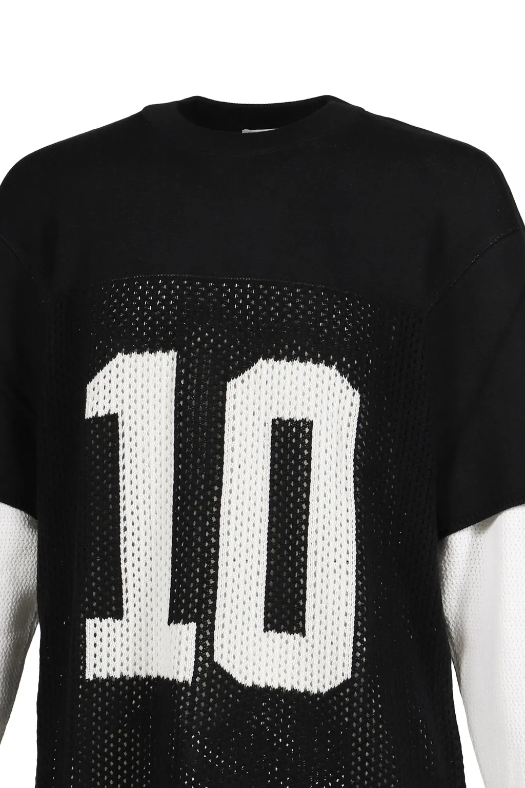 Layered Knit Mesh Jersey / Blk/Wht