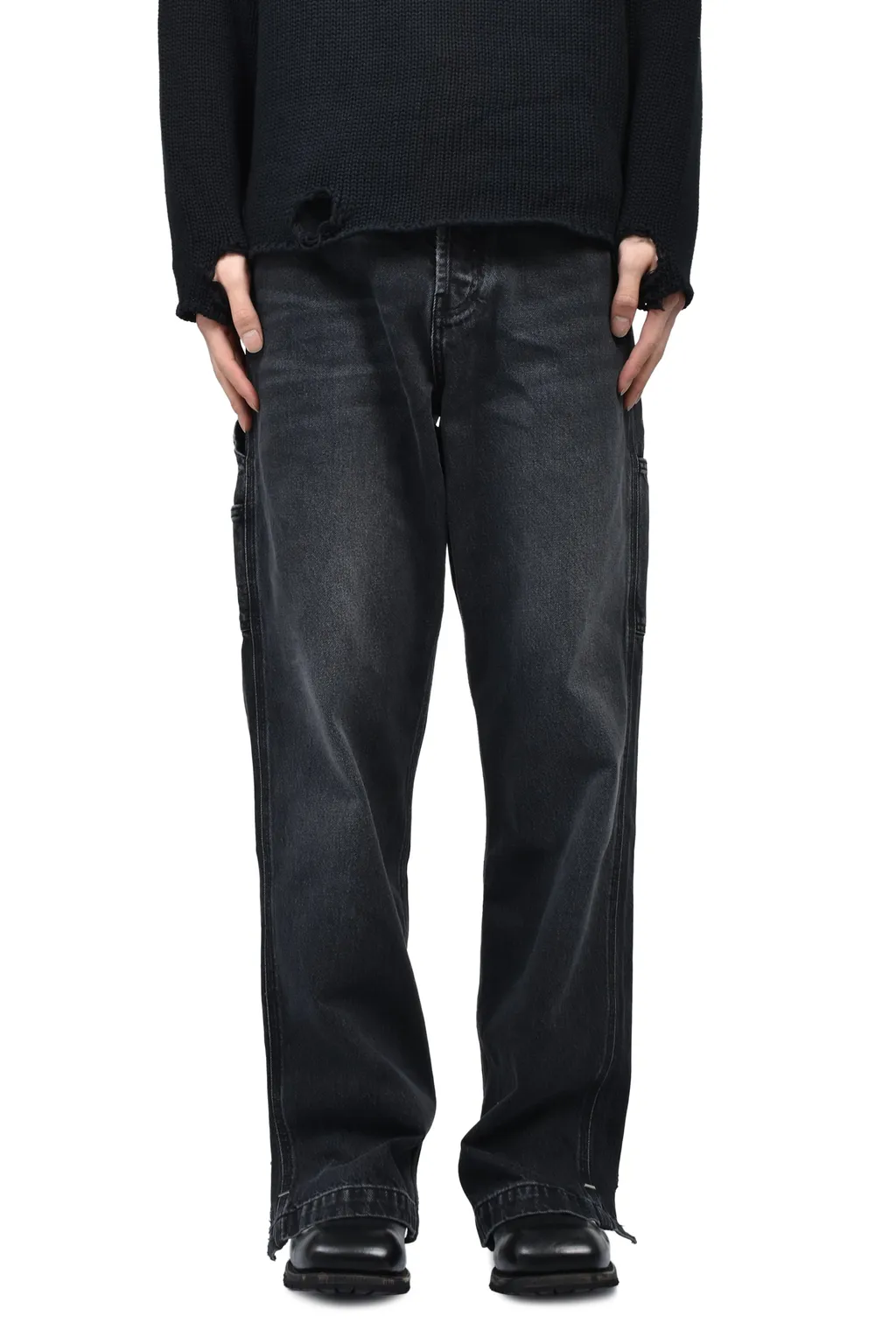Phrase Work Zip Denim / Washed Blk