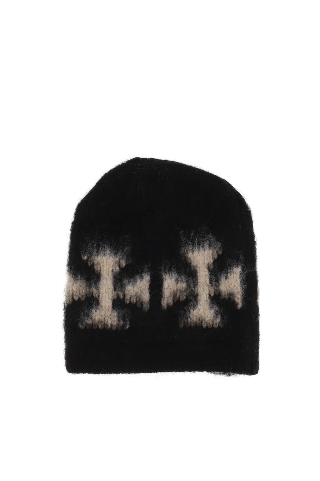 Brushed Cross Beanie / Blk/Ecru