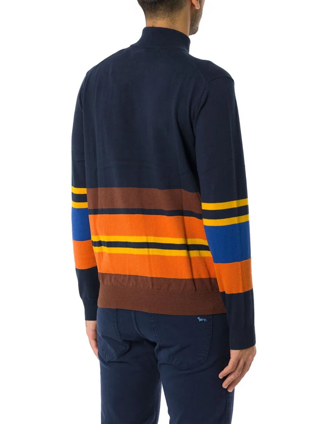 Harmont & Blaine Striped Half-Zip Pullover