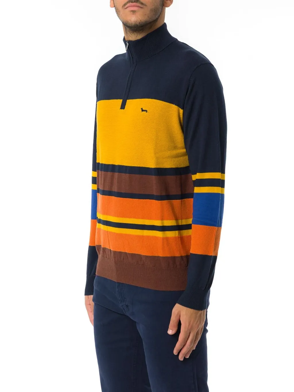 Harmont & Blaine Striped Half-Zip Pullover