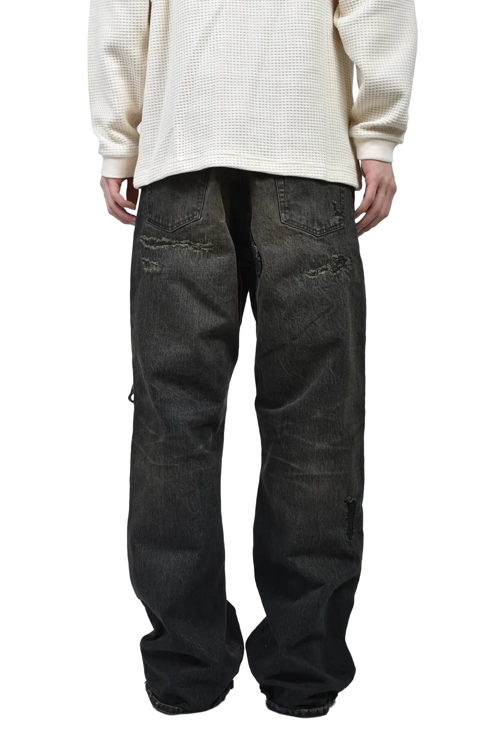 Boro Bootcut Wide Jeans / Black