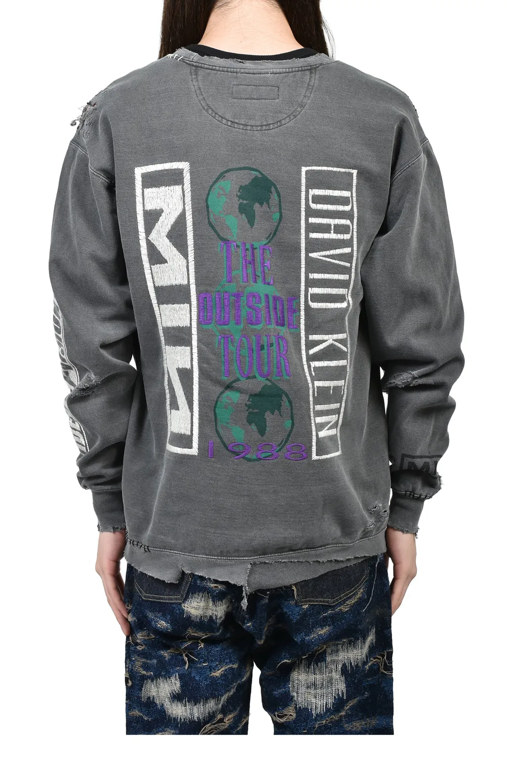 Bootleg Diy Crew Sweat With Repaired / Aged Blk