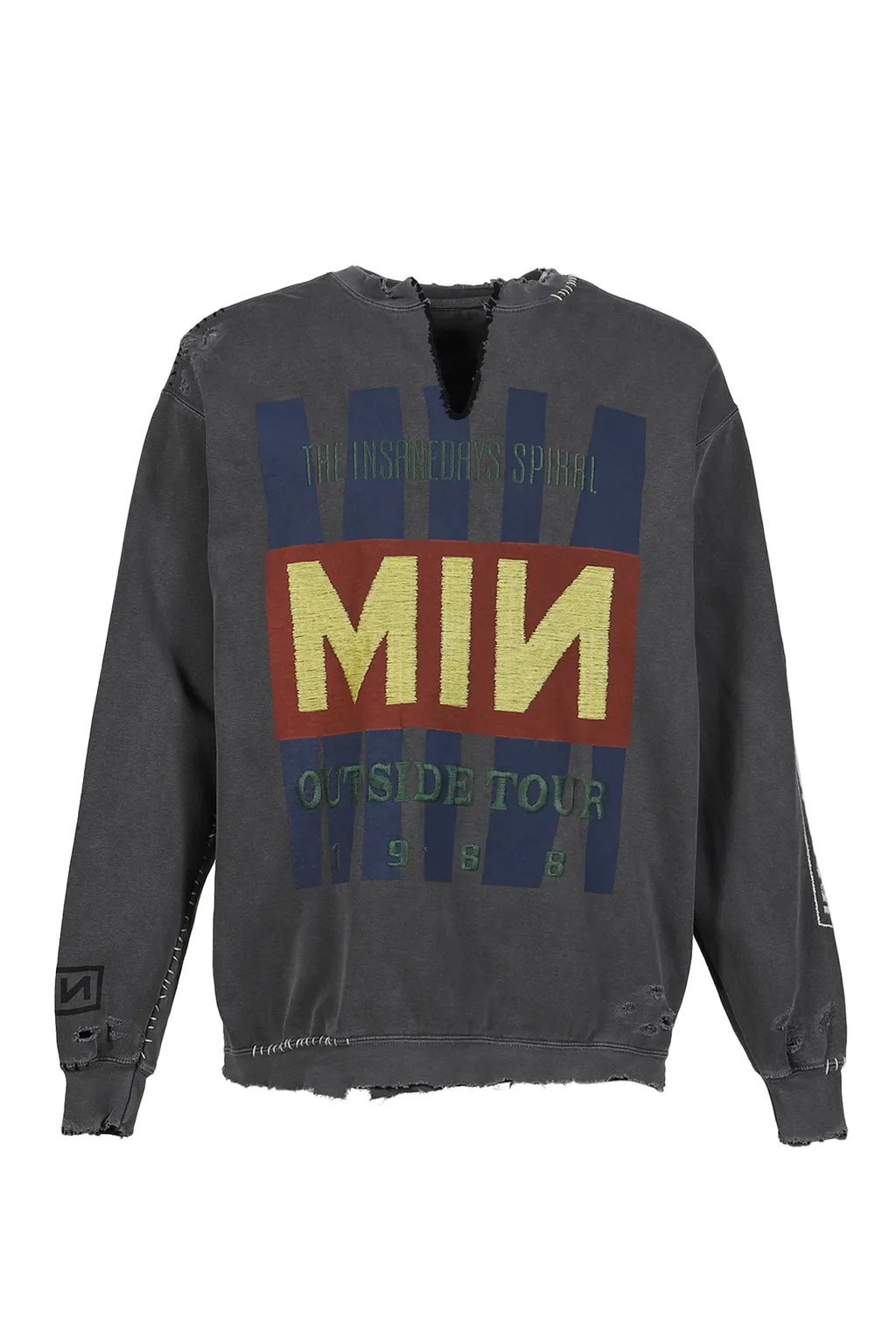 Bootleg Diy Crew Sweat With Repaired / Aged Blk
