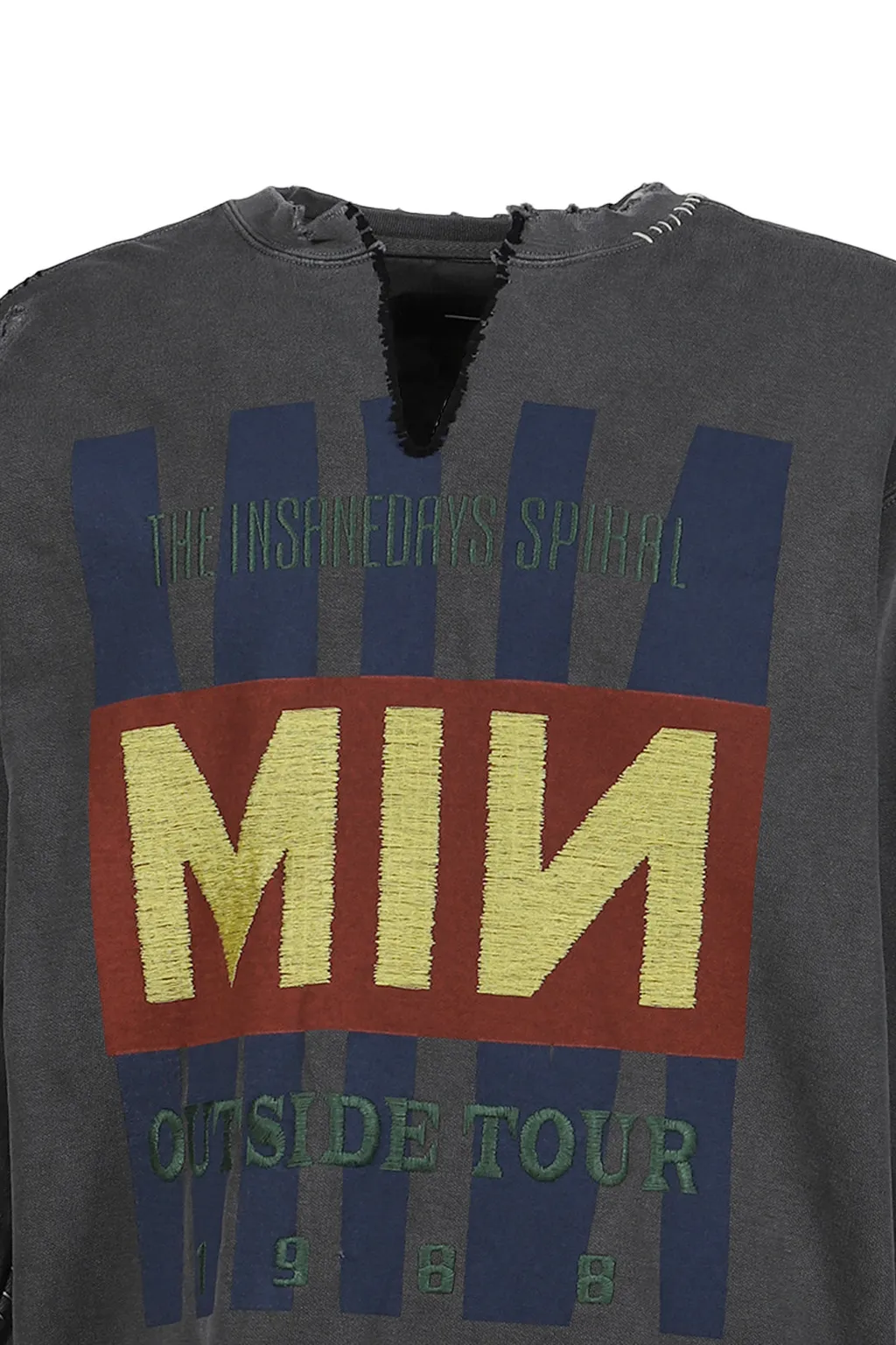 Bootleg Diy Crew Sweat With Repaired / Aged Blk