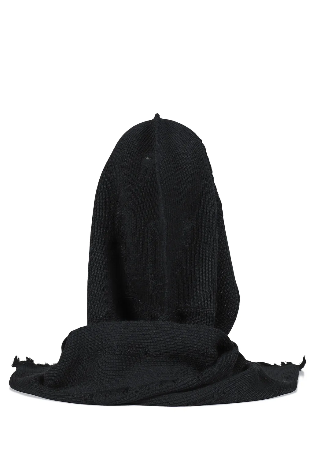 Hooded Long Muffler With Damaged / Blk