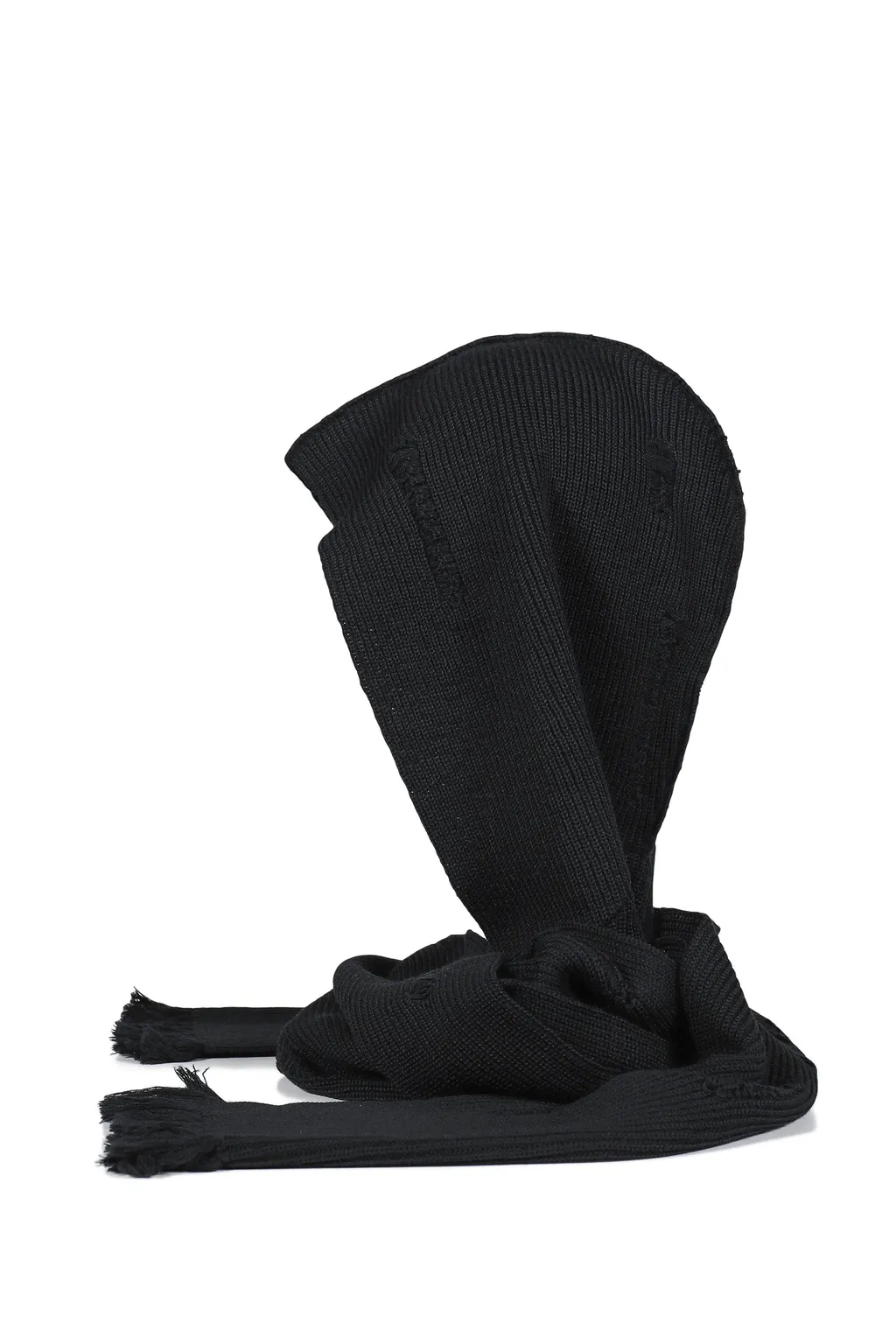 Hooded Long Muffler With Damaged / Blk