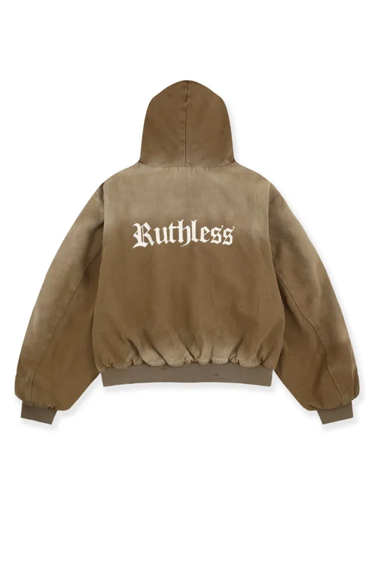 Detachable Fur Hoodied Work Jacket / Bei