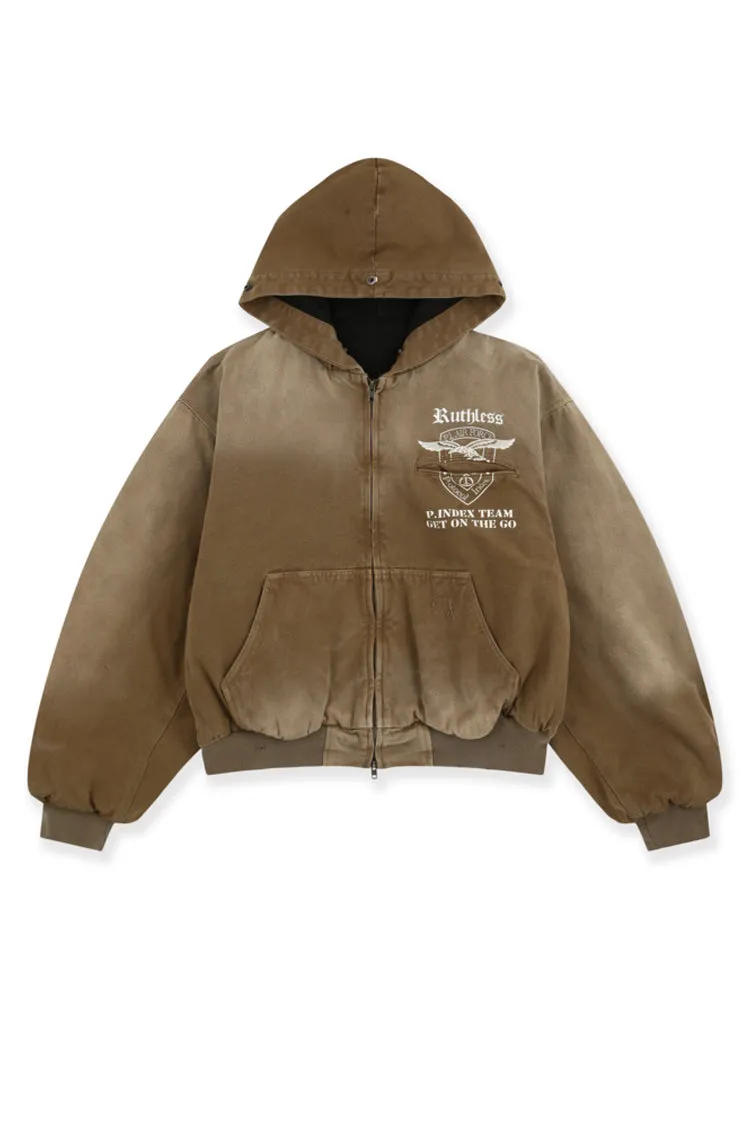 Detachable Fur Hoodied Work Jacket / Bei