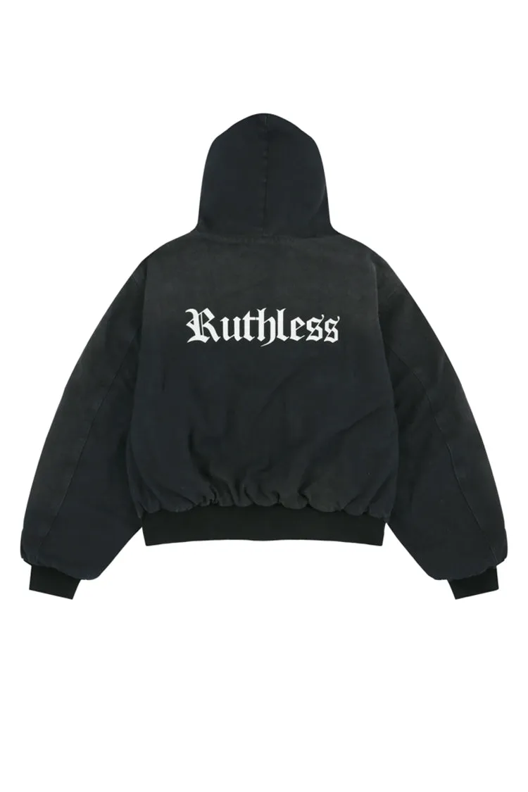 Detachable Fur Hoodied Work Jacket / Blk