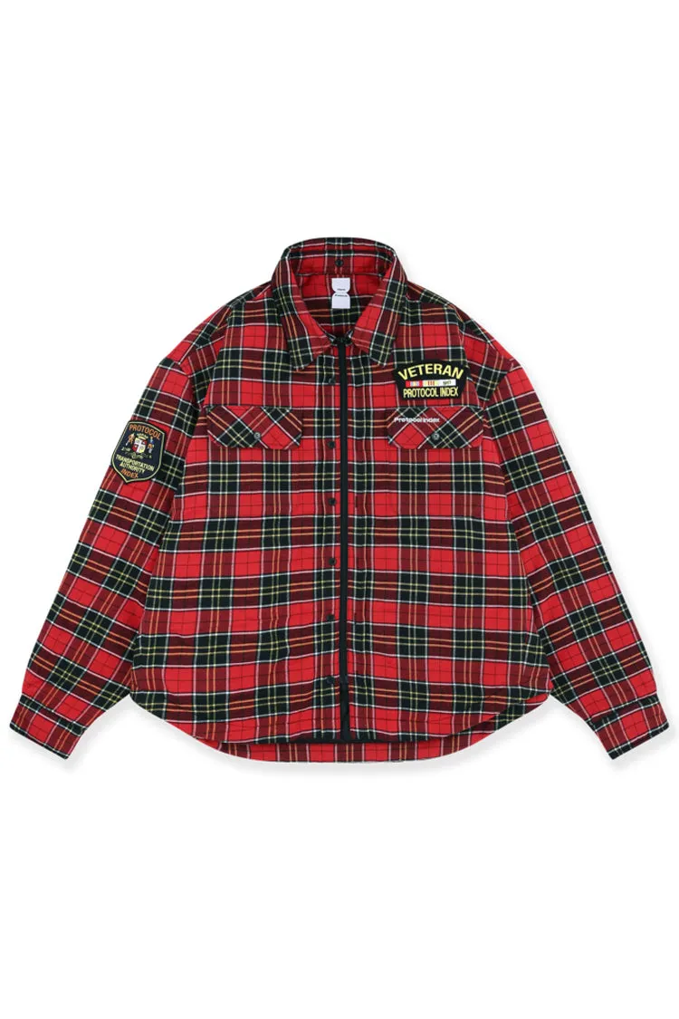 Fur Flannel Shirts Jacket / Red