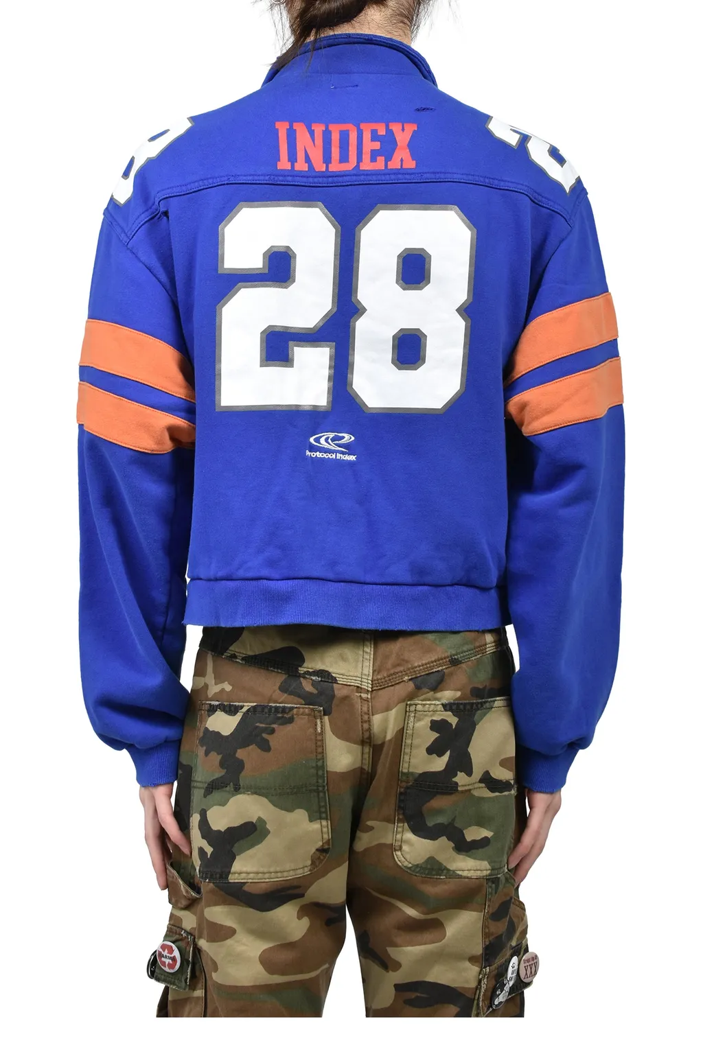 Football Jersey Track Jacket / Washed Blu