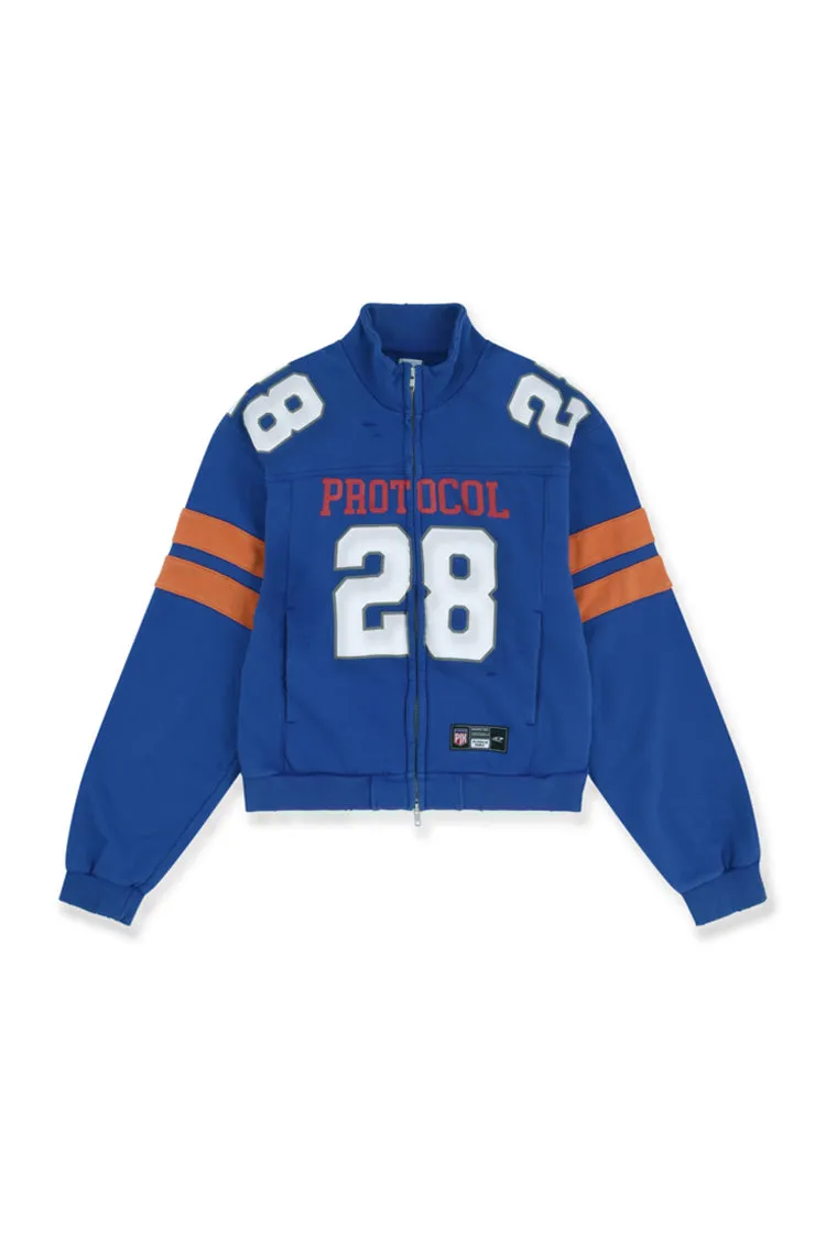 Football Jersey Track Jacket / Washed Blu