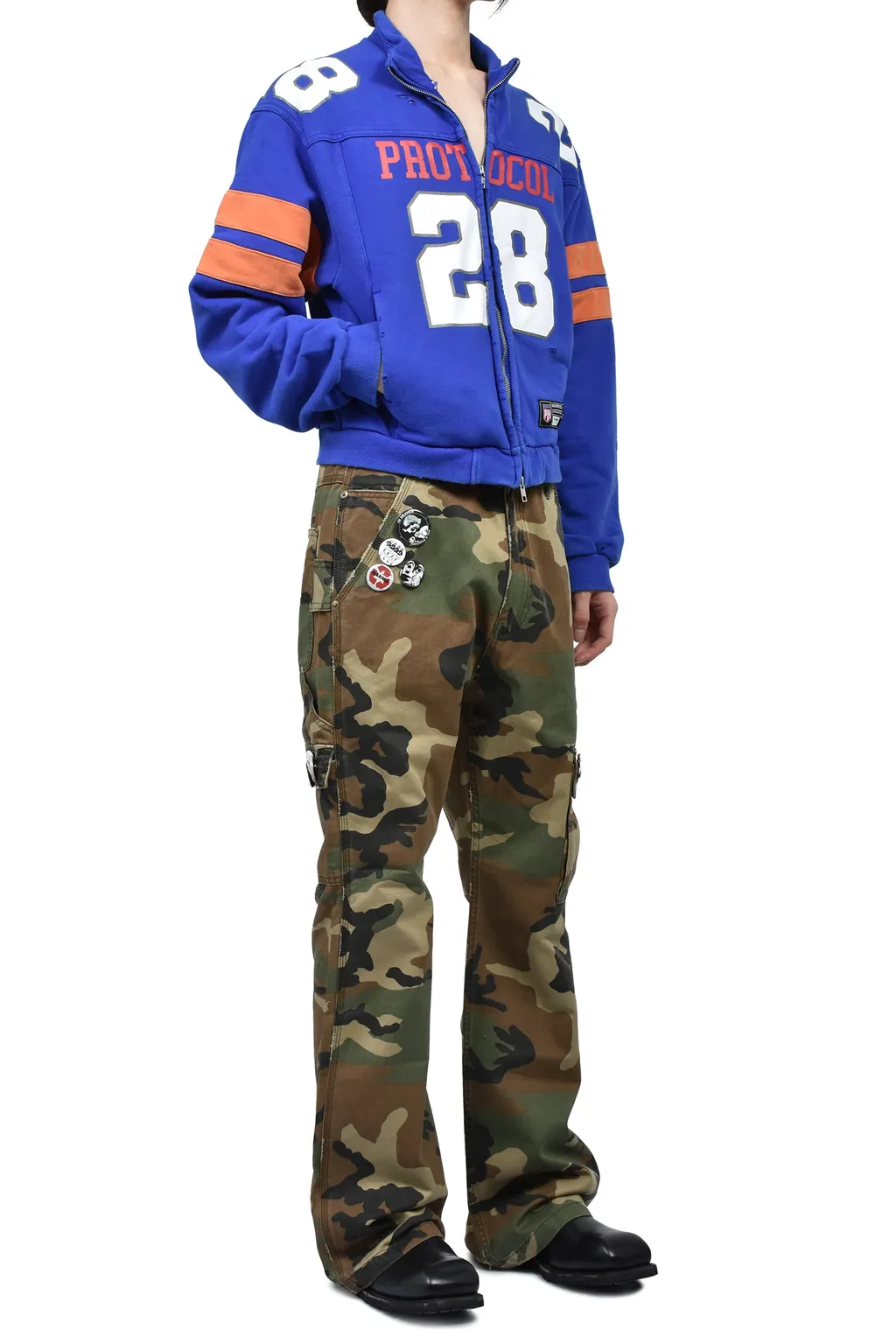 Football Jersey Track Jacket / Washed Blu