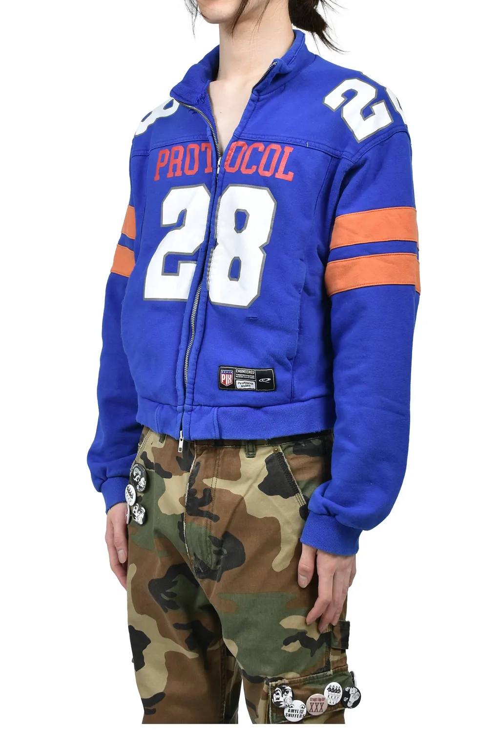 Football Jersey Track Jacket / Washed Blu