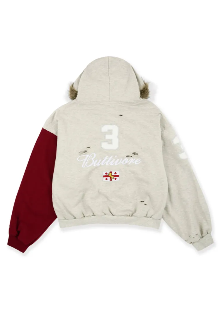 Buttivore Fur Lining Zip Hoodie / Oatmeal Melange