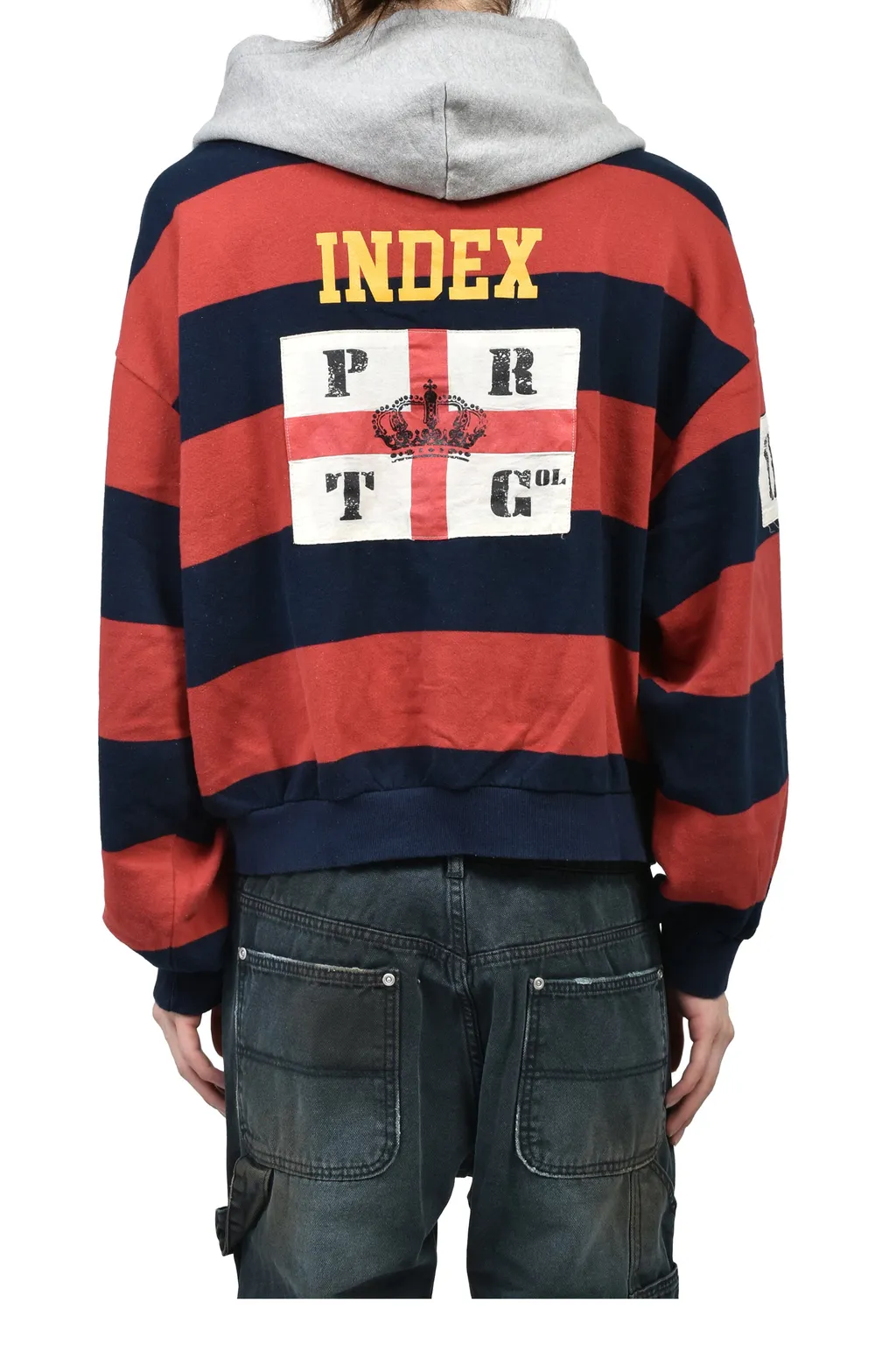 Stripe Polo Hoodie / Red