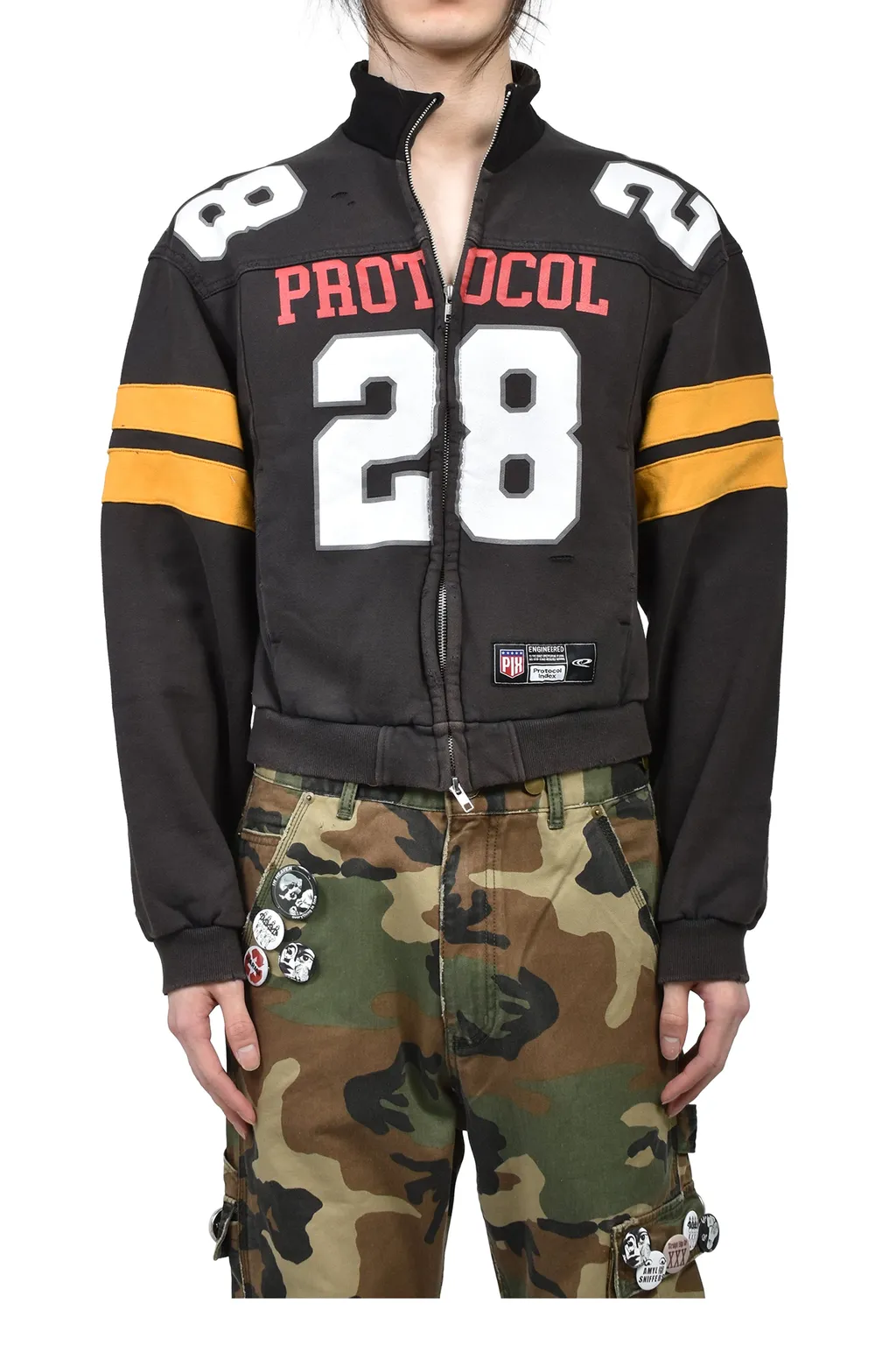 Football Jersey Track Jacket / Washed Blk