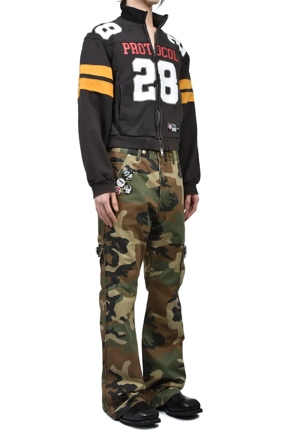 Football Jersey Track Jacket / Washed Blk