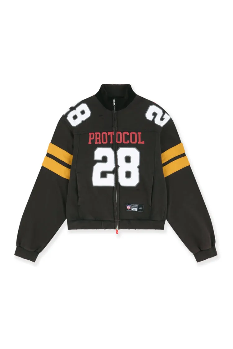 Football Jersey Track Jacket / Washed Blk