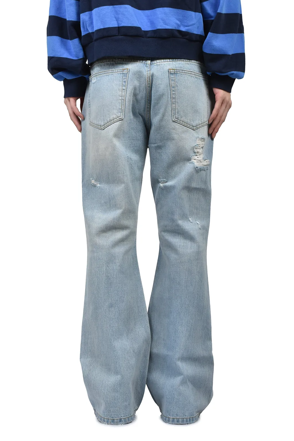 Double Closure Flared Denim / Blu