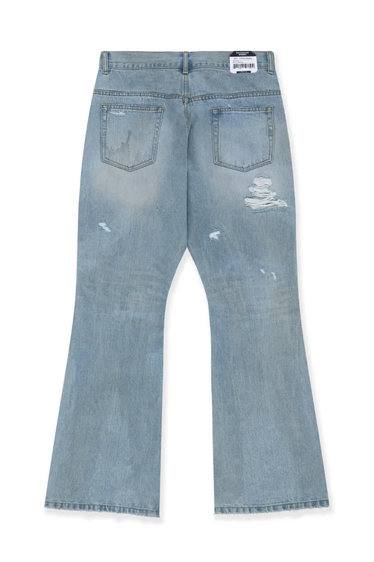Double Closure Flared Denim / Blu