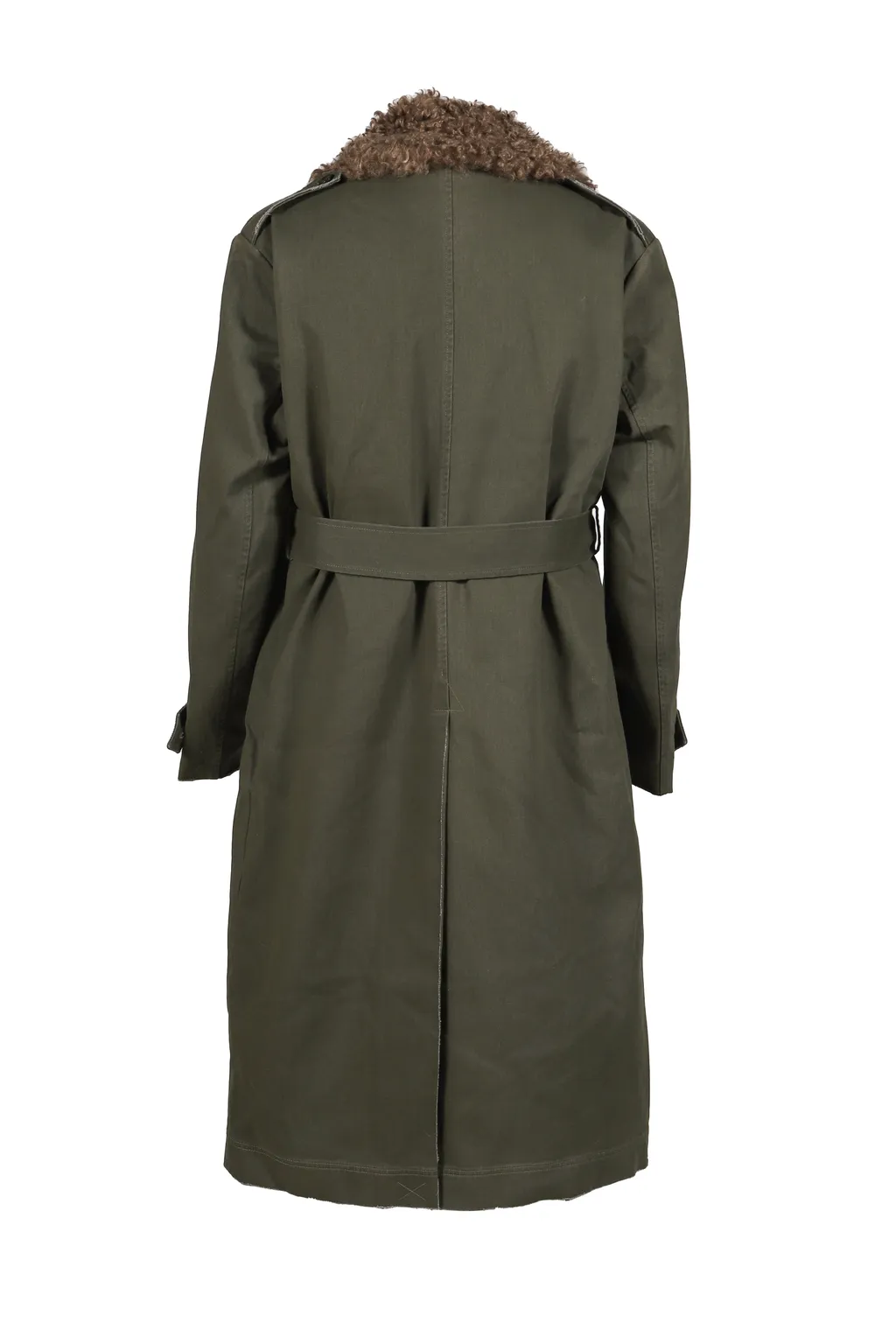 Twill/Canvas Fur Lining Long Coat / Dusty Sage