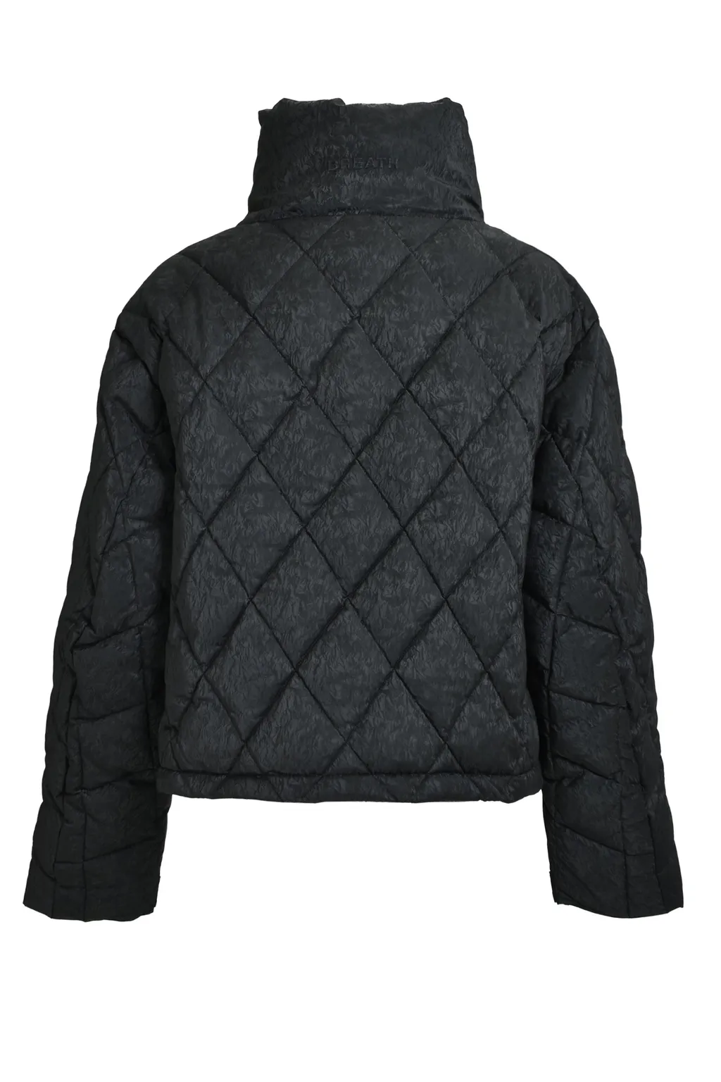 Faux Leather Shiny Quilting Down Jacket / F.Blk