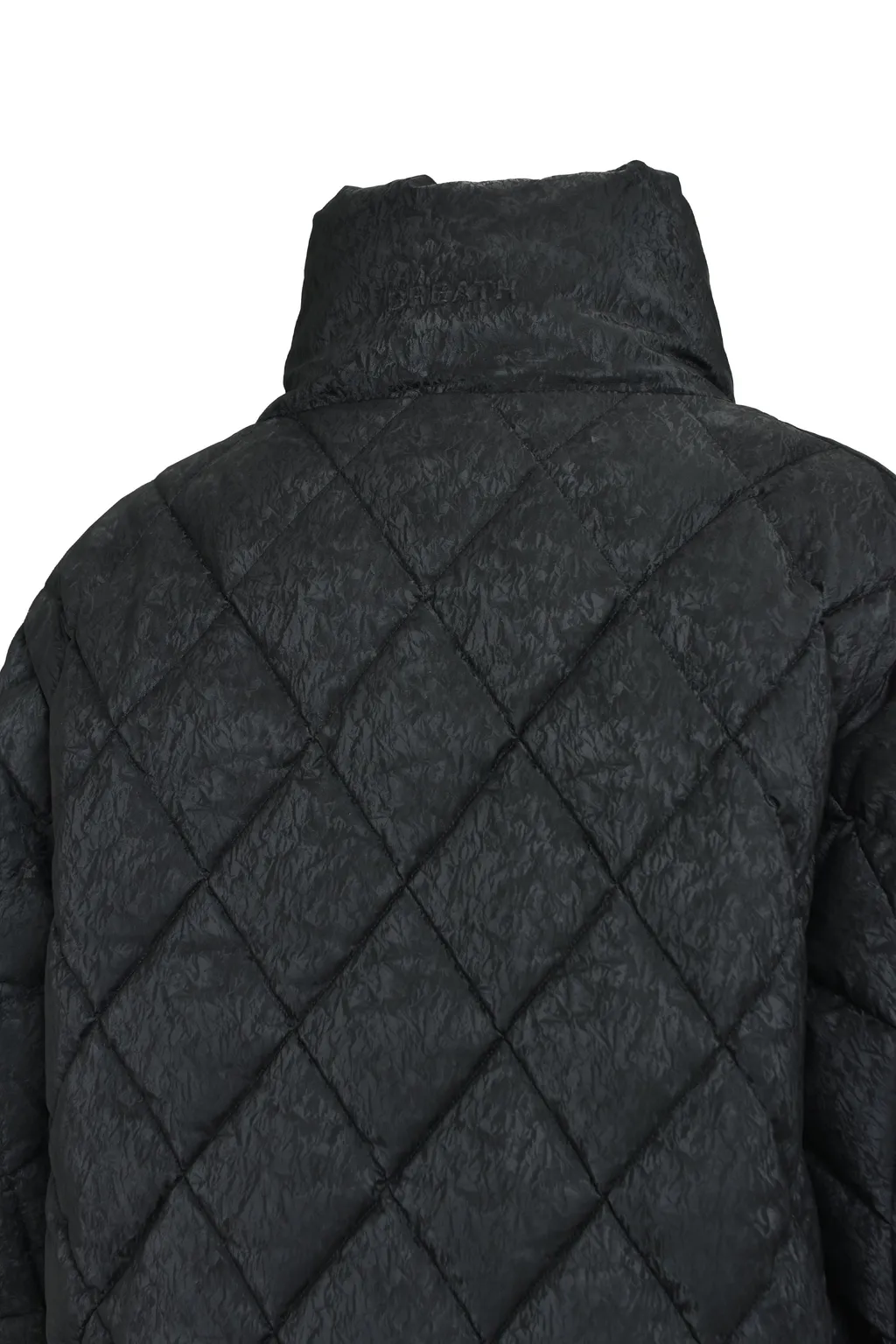 Faux Leather Shiny Quilting Down Jacket / F.Blk