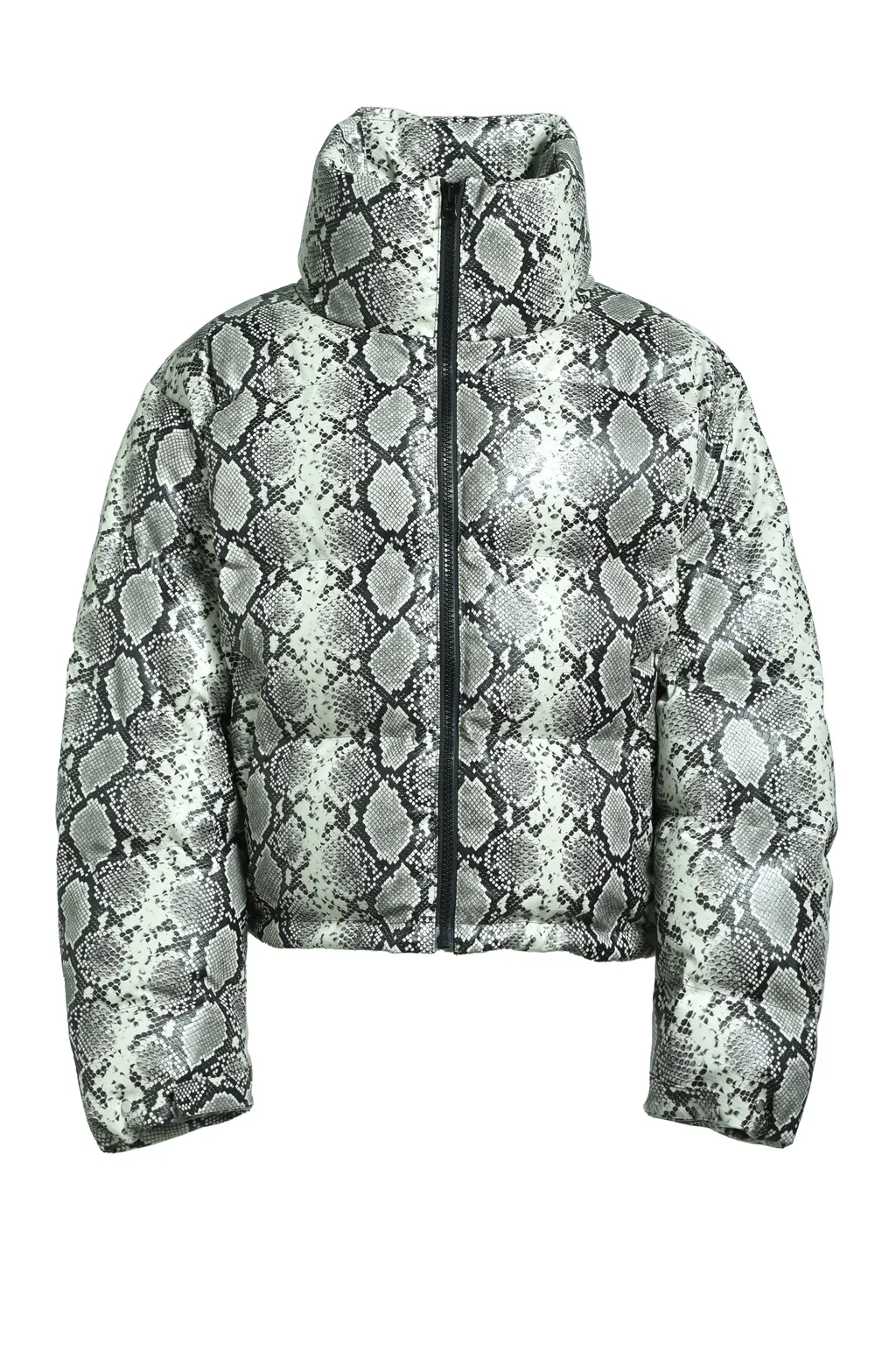 Faux Leather Snake Down Jacket / Gry Snake