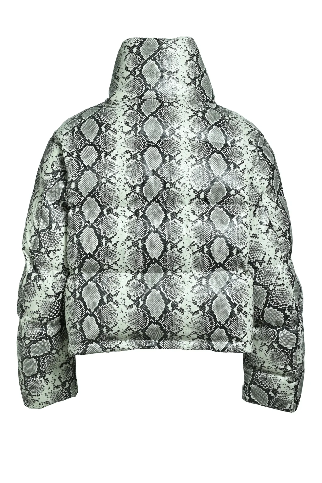 Faux Leather Snake Down Jacket / Gry Snake