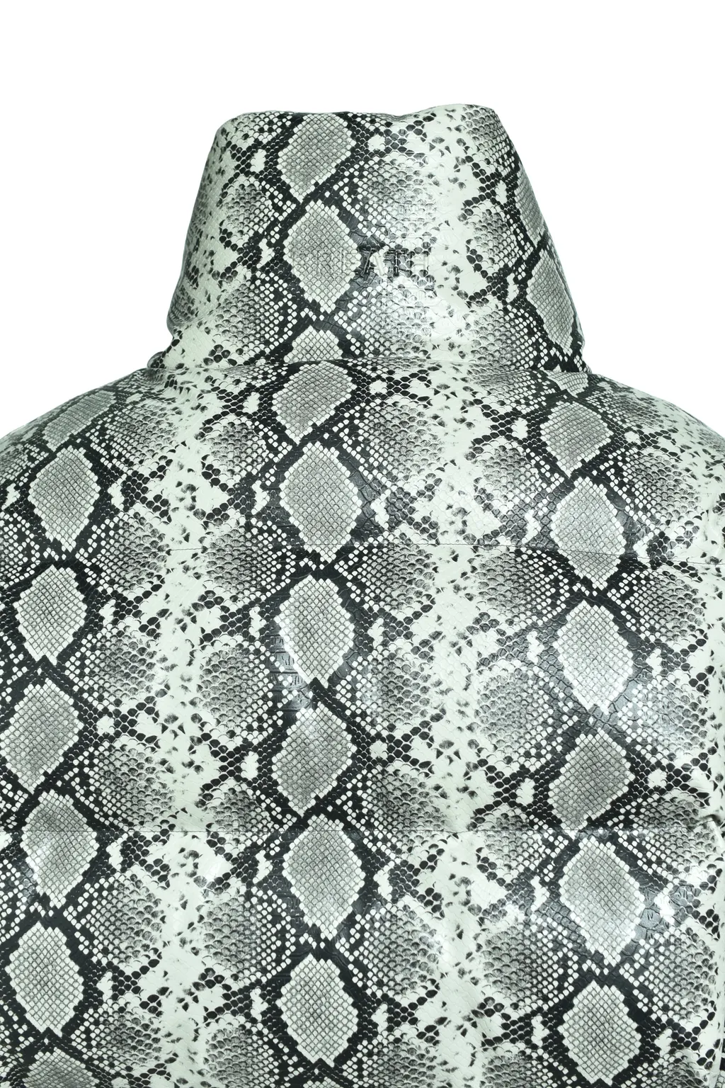 Faux Leather Snake Down Jacket / Gry Snake